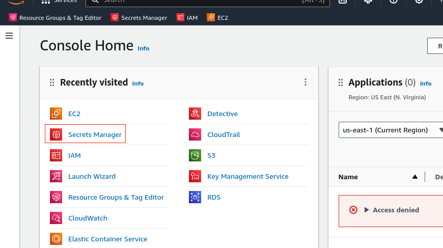We manage to log in successfully! Looking at the recently visited services, one stands out over the others as