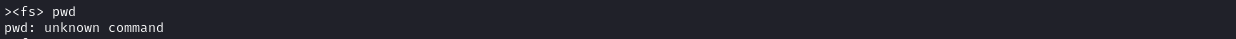 Also, as we saw in the ls output above, there's no current working directory, so pwd returns an error: