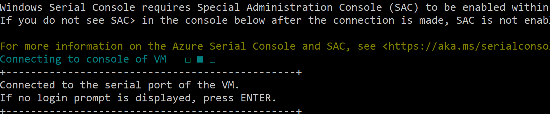 az serial-console connect -n Research-VM -g Research-Rg