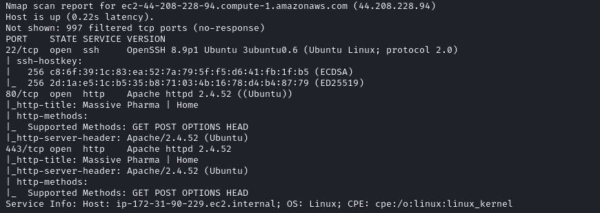 $ nmap -v -Pn -sCV -T4 -oN nmap.out 44.208.228.94
