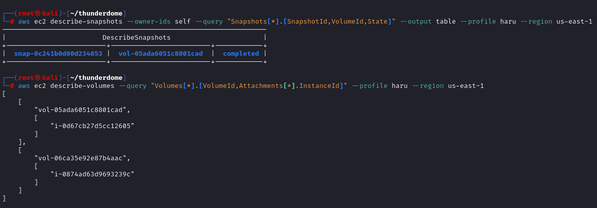 snap-0c241b0d00d234853 (snapshot) --> vol-05ada6051c8801cad (volume) --> i-0d67cb27d5cc12605 (EC2 instance: