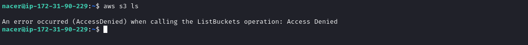 We get an AccessDenied message. Let’s see if this has anything to do with IAM Condition definitions we were