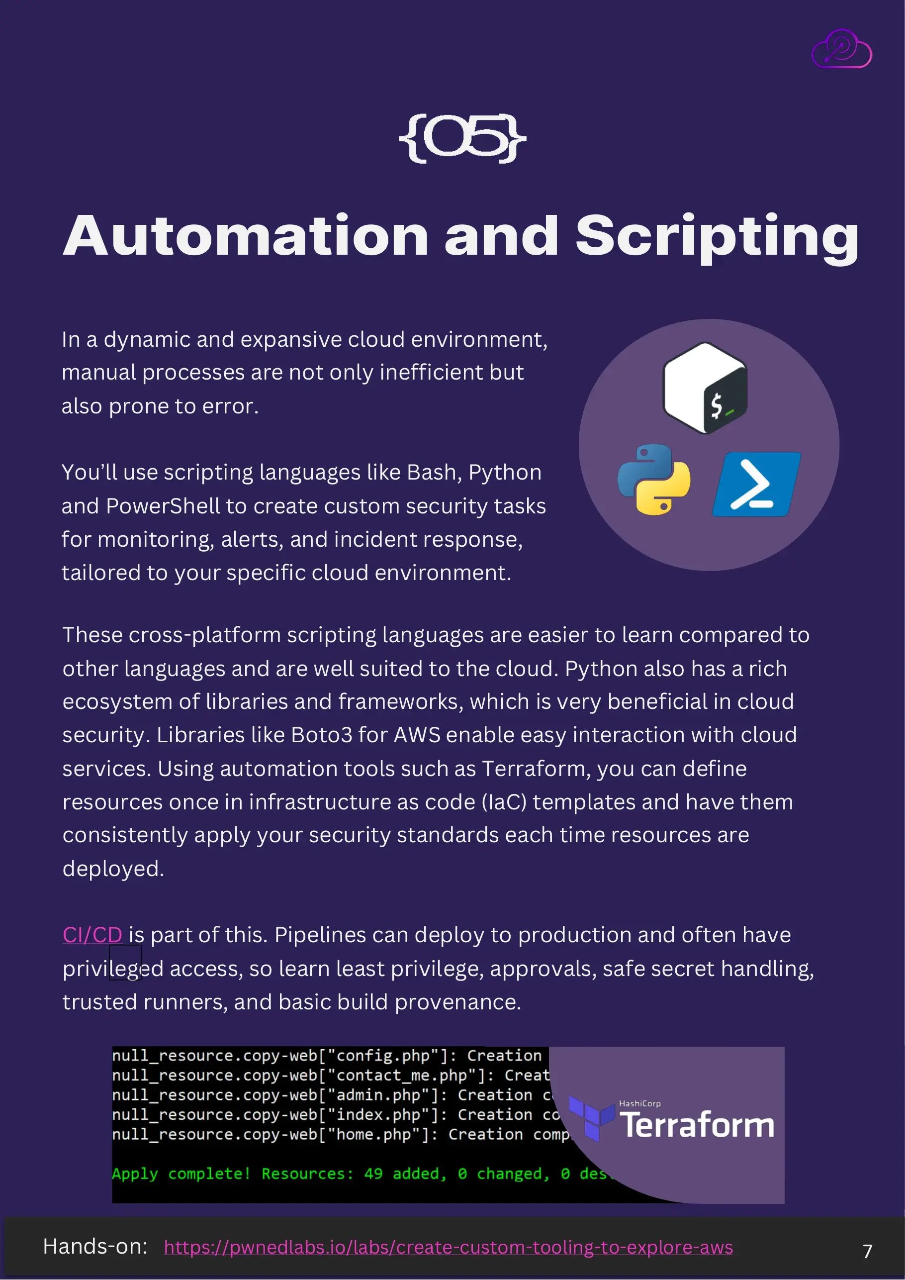 Step 05, automation and scripting with Bash, Python, PowerShell and Terraform