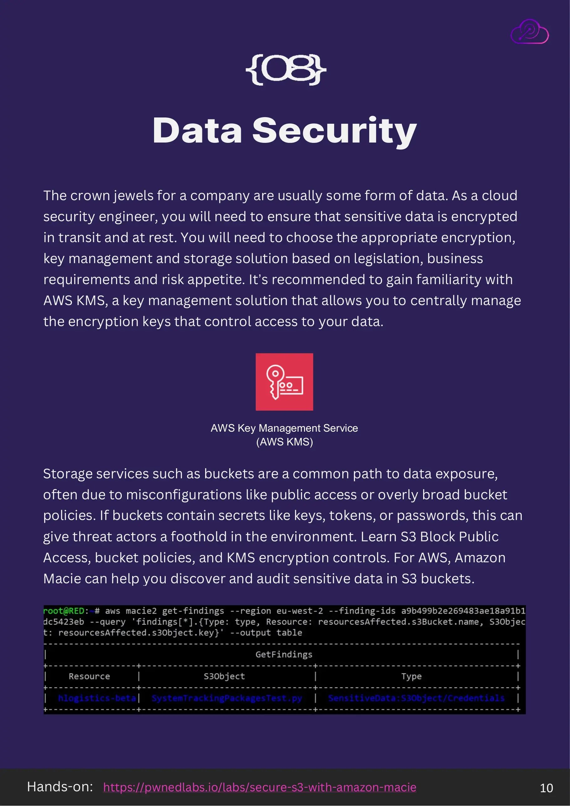 Step 08, data security, encryption, KMS and storage
