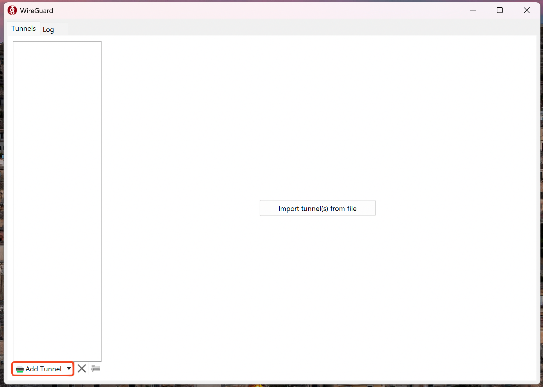 WireGuard for Windows - Import tunnel(s) from file